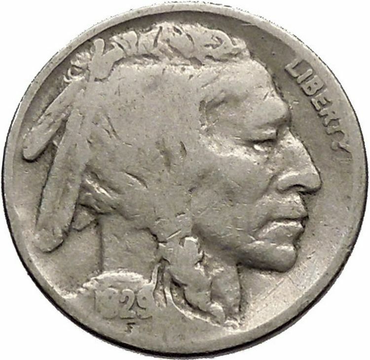 1929 BUFFALO NICKEL 5 Cents of United States of America USA Antique Coin i43730