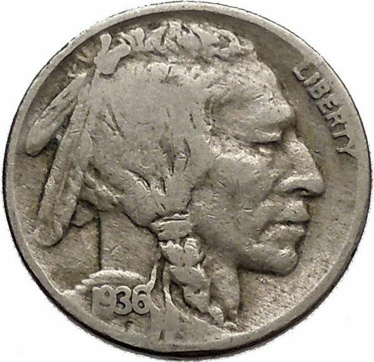 1936 BUFFALO NICKEL 5 Cents of United States of America USA Antique Coin i43810