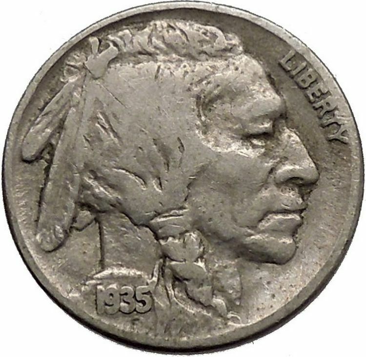 1935 BUFFALO NICKEL 5 Cents of United States of America USA Antique Coin i43794