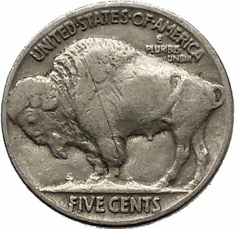 1937 BUFFALO NICKEL 5 Cents of United States of America USA Antique Coin i43871