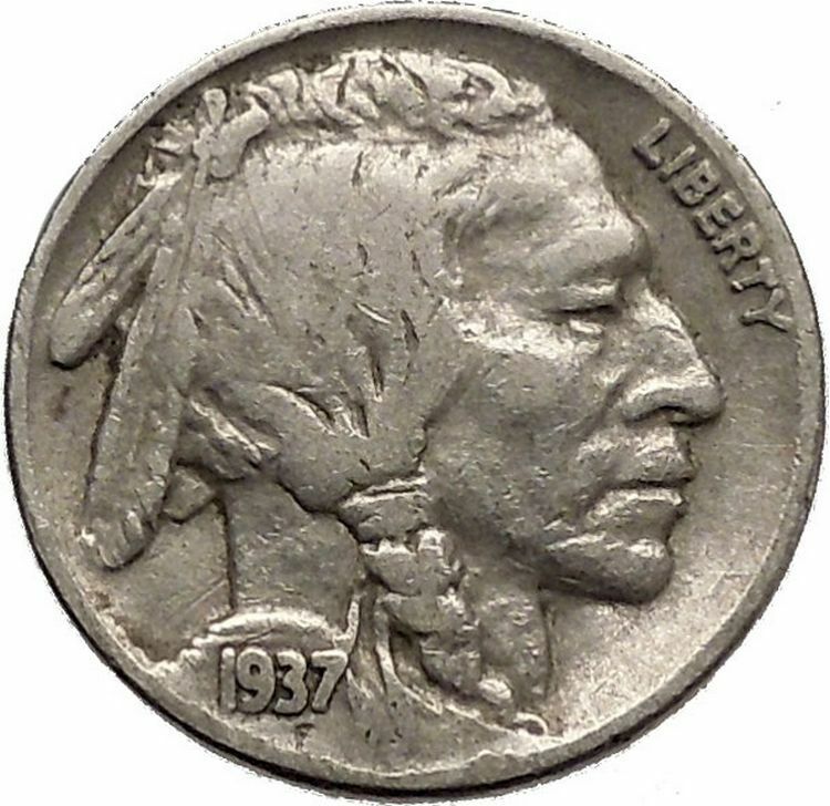 1937 BUFFALO NICKEL 5 Cents of United States of America USA Antique Coin i43871