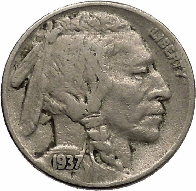 1937 BUFFALO NICKEL 5 Cents of United States of America USA Antique Coin i43879