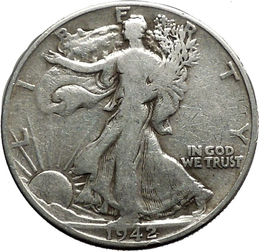 1942 WALKING LIBERTY Half Dollar Bald Eagle United States Silver Coin i44647