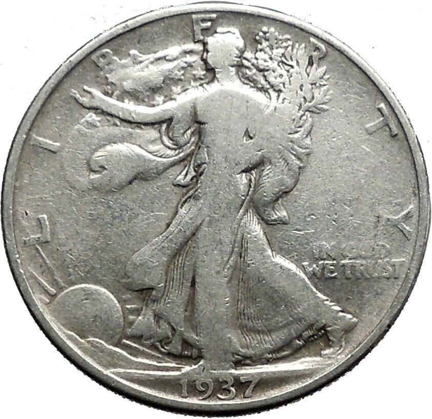 1937 WALKING LIBERTY Half Dollar Bald Eagle United States Silver Coin i44645