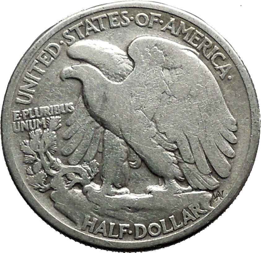 1937 WALKING LIBERTY Half Dollar Bald Eagle United States Silver Coin i44645