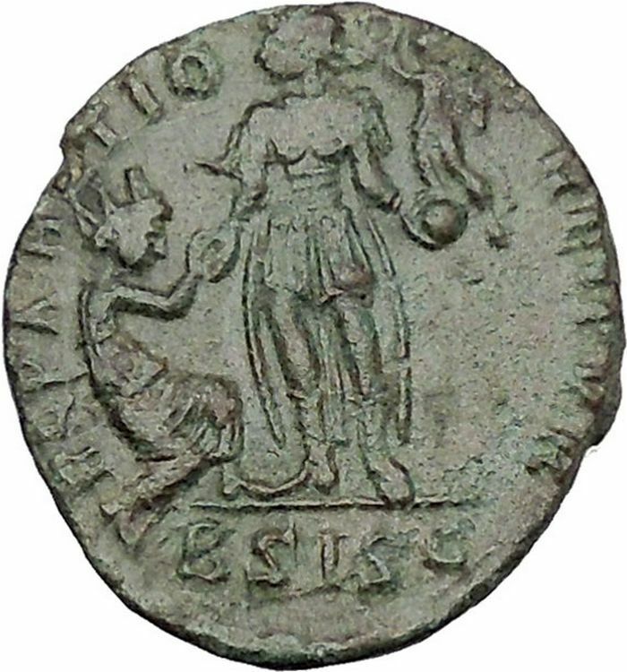 Gratian with kneeling woman & Victory 378AD Rare Ancient Roman Coin i45654