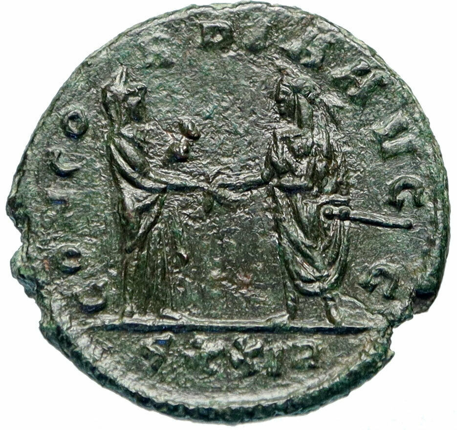 Severina shaking hands with husband Aurelian 274ADRare Ancient Roman Coin i46786