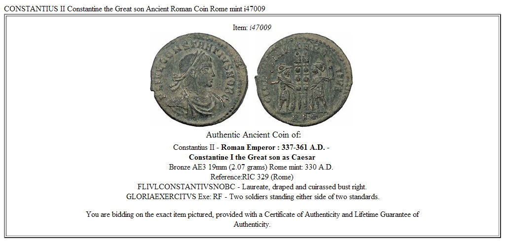 CONSTANTIUS II Constantine the Great son Ancient Roman Coin Rome mint i47009