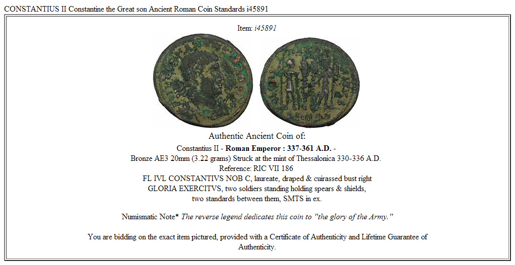 CONSTANTIUS II Constantine the Great son Ancient Roman Coin Standards i45891