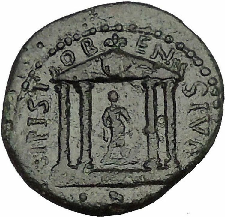 TRAJAN 98AD Stobi in Macedonia TEMPLE with Statue Rare Ancient Roman Coin i52408