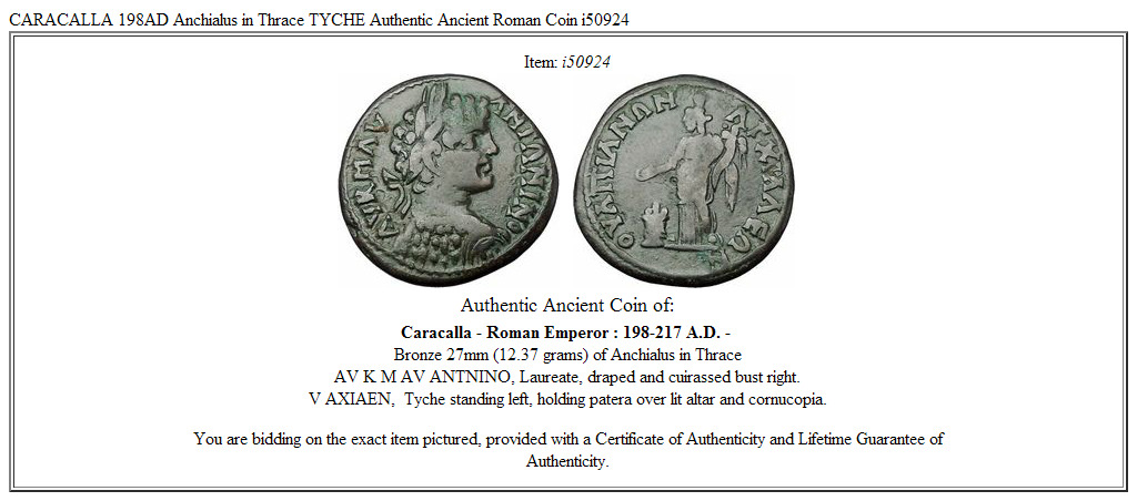 CARACALLA 198AD Anchialus in Thrace TYCHE Authentic Ancient Roman Coin i50924