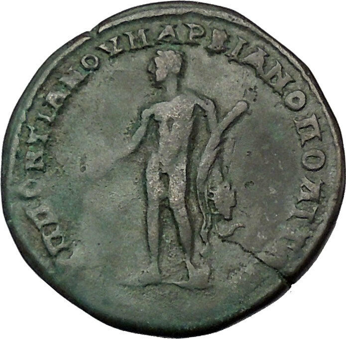 MACRINUS and DIADUMENIAN 217AD Marcianopolis HERCULES Rare Roman Coin i50936