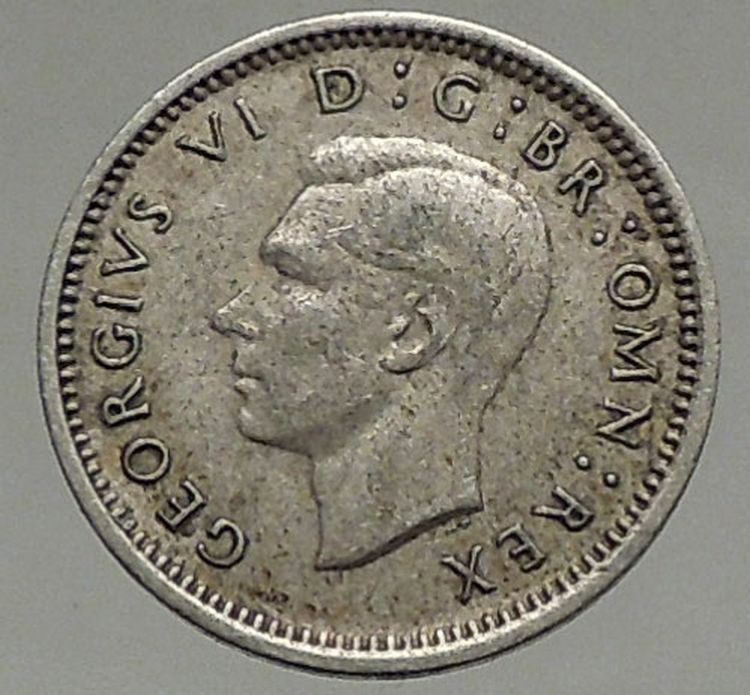 1942 UK Great Britain United Kingdom GEORGE VI Threepence Silver Coin i56863