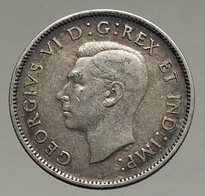 1941 CANADA King George VI of Britain Domains Silver 25 Cent Coin CARIBOU i56636