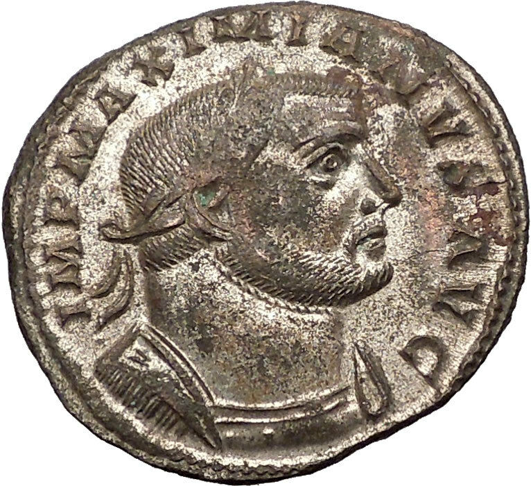 MAXIMIAN 301AD Rare Big Ancient Roman Coin GENIUS Protection Wealth i57501