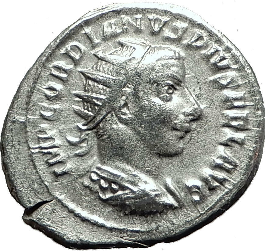 GORDIAN III 243AD Authentic Original Ancient Silver Roman Coin Fortuna i59051