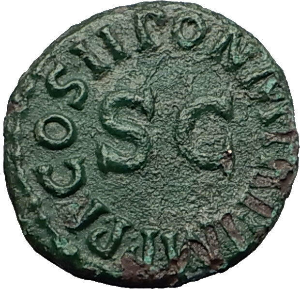 CLAUDIUS 42AD Rome Quadrans Modius Original Authentic Ancient Roman Coin i59181