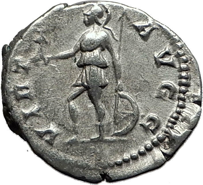 SEPTIMIUS SEVERUS 200AD Rome Authentic Ancient Silver Roman Coin VIRTUS i58838