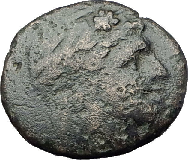 TEMNOS in Aeolis 2-1cenBC Authentic Ancient Greek Coin DIONYSUS & ATHENA i61353