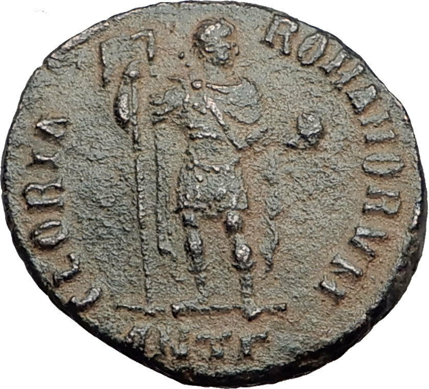 HONORIUS w Globe & Labarum 393AD Genuine Authentic Ancient Roman Coin i63477