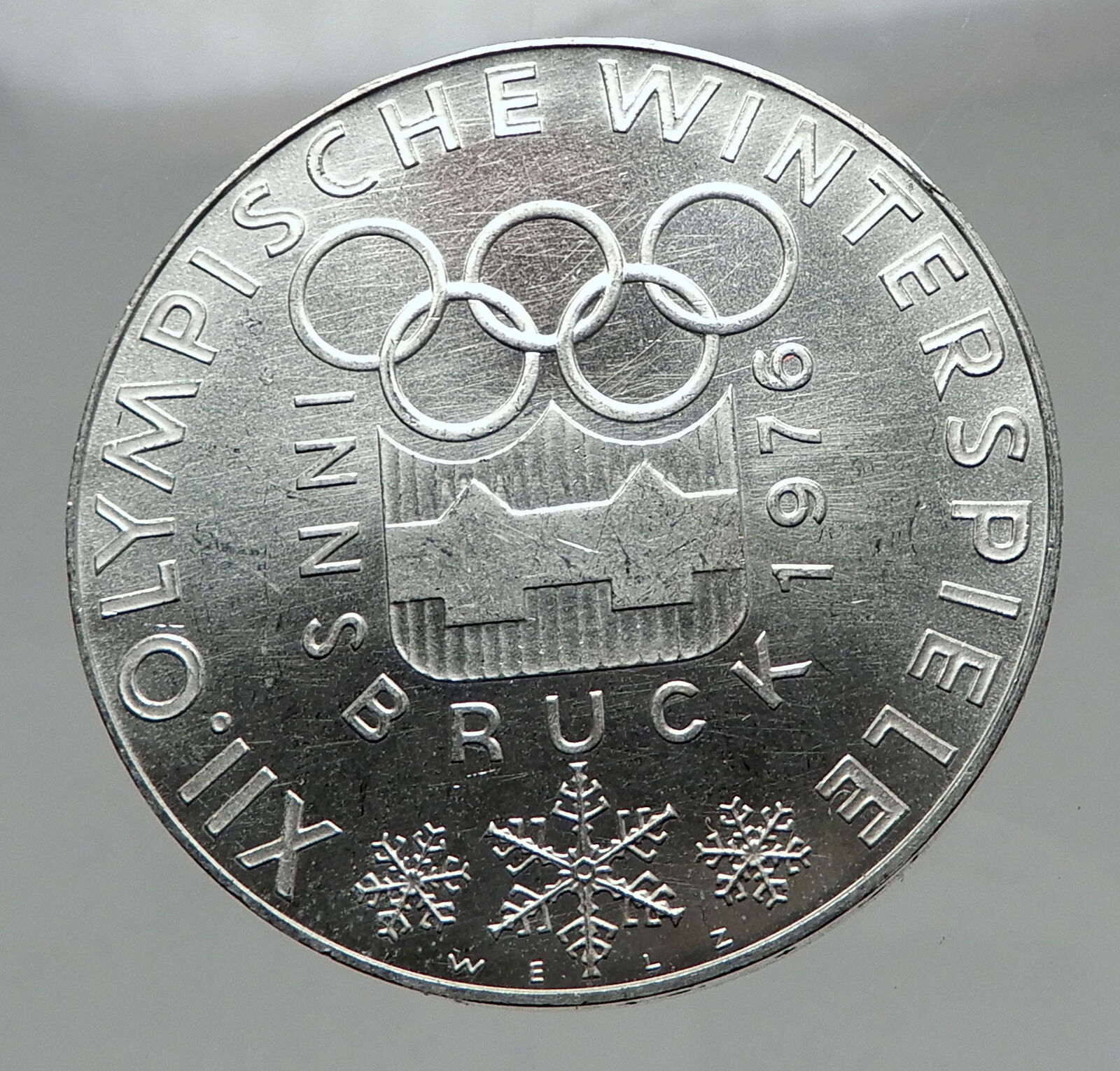 1976 AUSTRIA Innsbruck Winter OLYMPIC Games 100 Schilling Silver Coin i63015