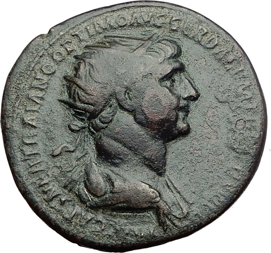 TRAJAN 115AD Rome Dupondius Authentic Ancient Roman Coin FELICITAS i64460