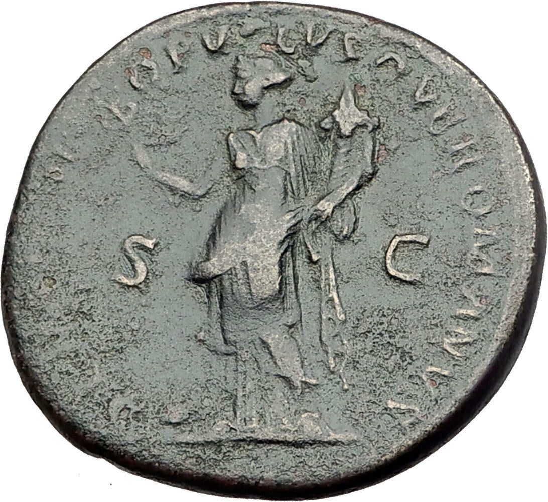 TRAJAN 115AD Rome Dupondius Authentic Ancient Roman Coin FELICITAS i64460