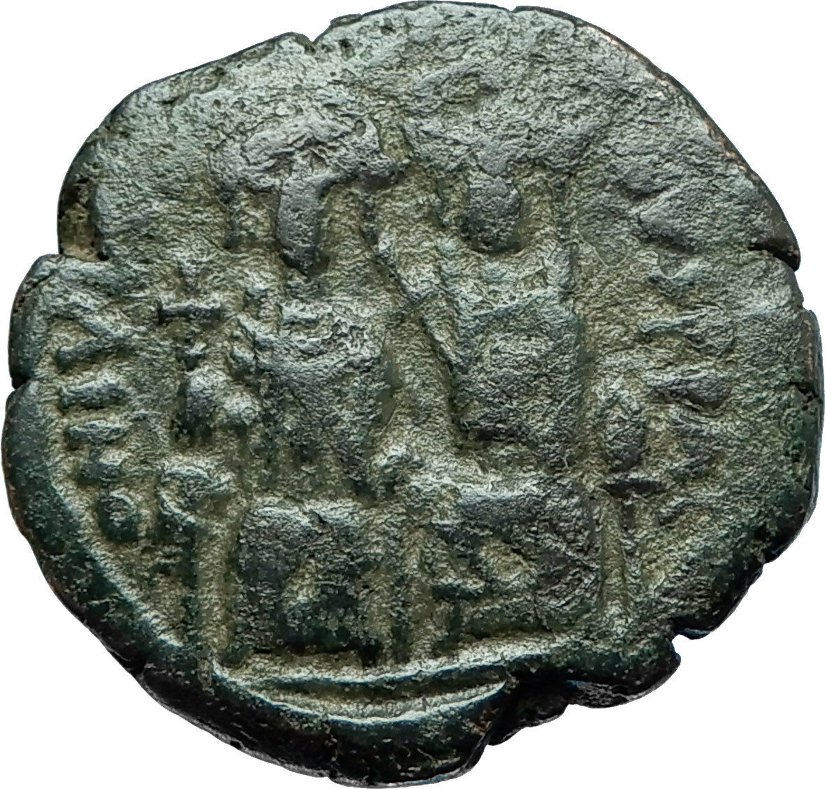 JUSTIN II & SOPHIA 565AD Constantinople Follis Ancient Byzantine Coin i66084