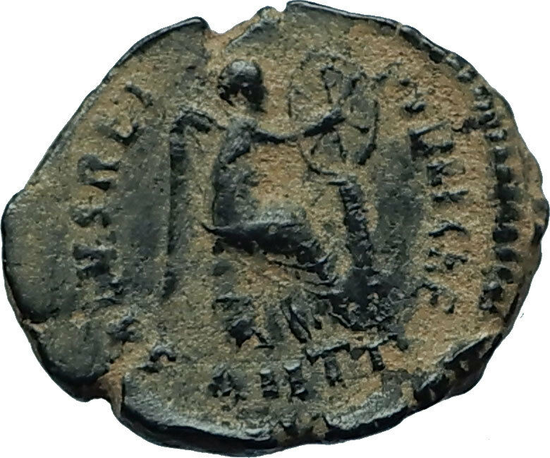 EUDOXIA Arcadius Wife 401AD Authentic Ancient Roman Coin VICTORY CHI-RHO i66449