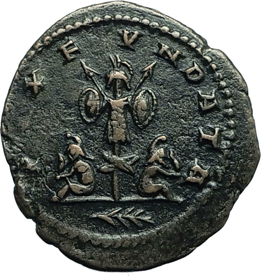 GALLIENUS Authentic Ancient 264AD Antioch Roman Coin PAX FVNDANTA Trophy i66584