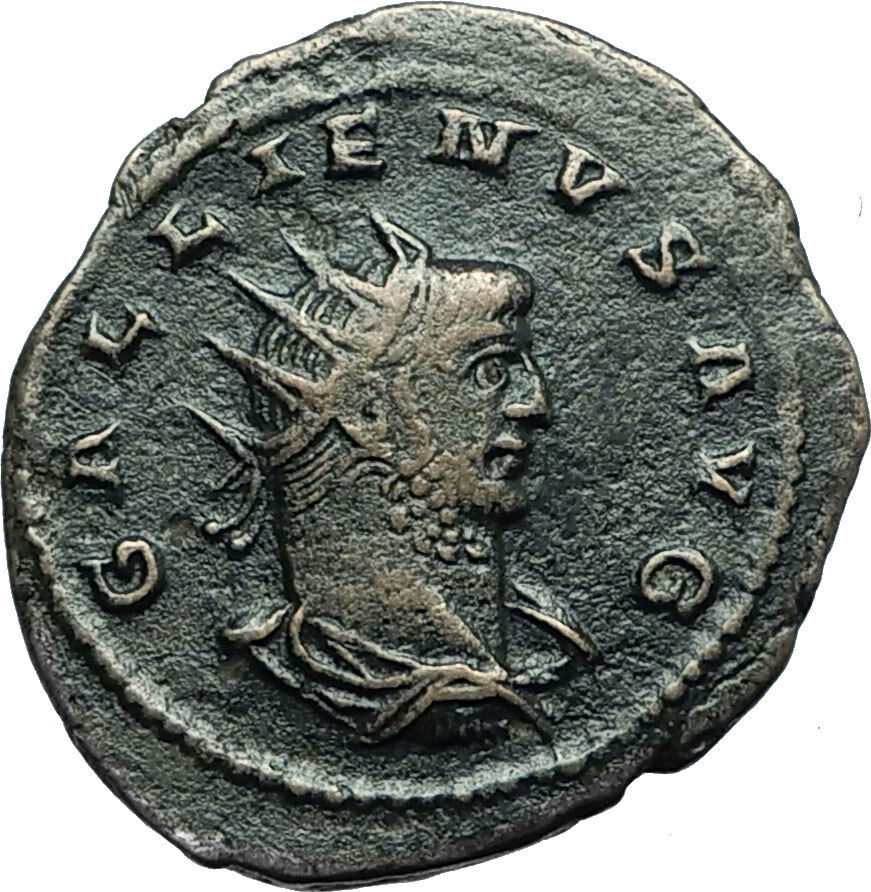 GALLIENUS Authentic Ancient 264AD Antioch Roman Coin PAX FVNDANTA Trophy i66584