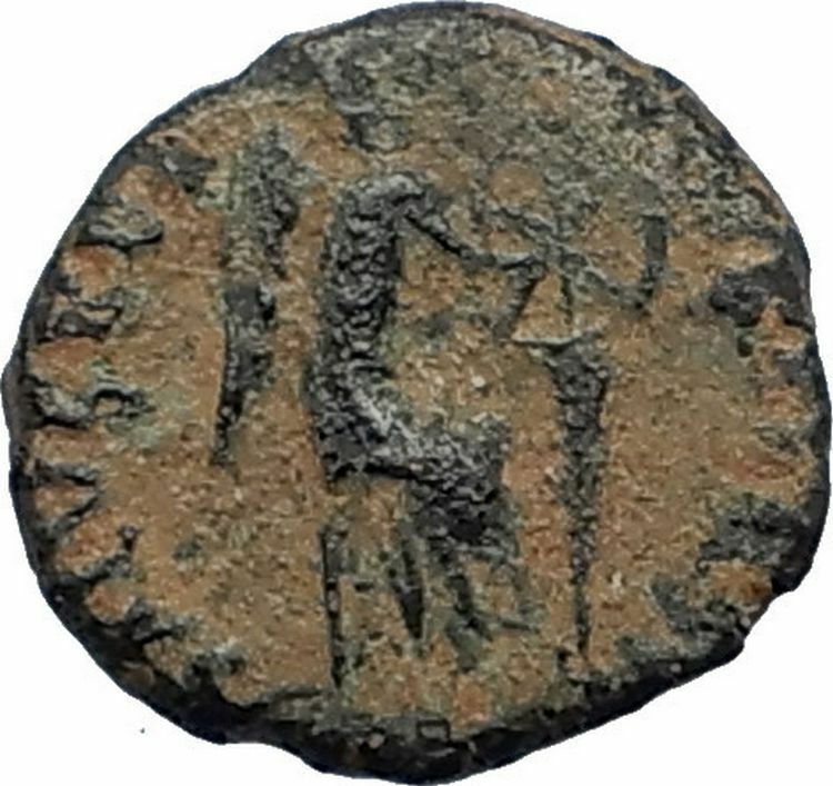 AELIA FLACILLA Theodosius I Wife 383AD Ancient Roman Coin VICTORY CHI-RHO i67679