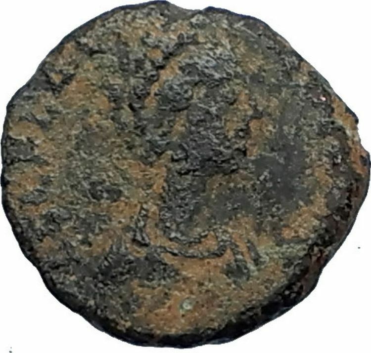 AELIA FLACILLA Theodosius I Wife 383AD Ancient Roman Coin VICTORY CHI-RHO i67679