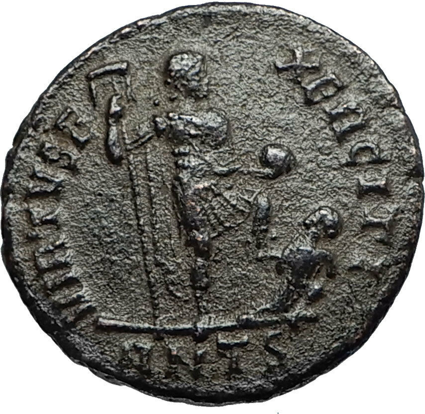 ARCADIUS w Chi-Rho Labarum & Captive Authentic Ancient 383AD Roman Coin i67262