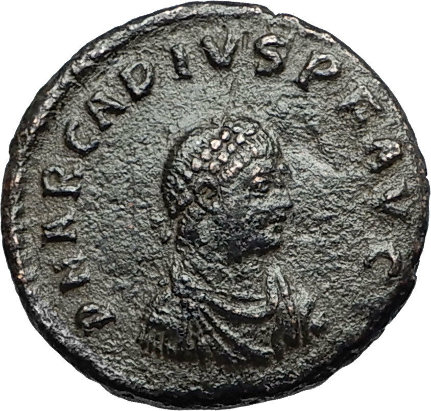 ARCADIUS w Chi-Rho Labarum & Captive Authentic Ancient 383AD Roman Coin i67262