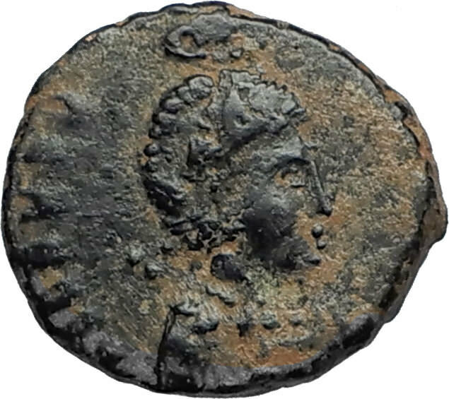 EUDOXIA Arcadius Wife 400AD Authentic Ancient Roman Coin GOD's HAND CROSS i67470