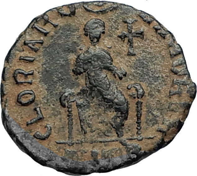 EUDOXIA Arcadius Wife 400AD Authentic Ancient Roman Coin GOD's HAND CROSS i67470