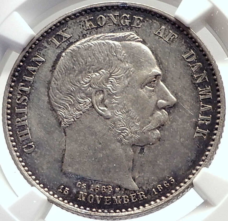 1888 DENMARK King Christian IX 25th Anniversary Silver 2 Kroner Coin NGC i70017