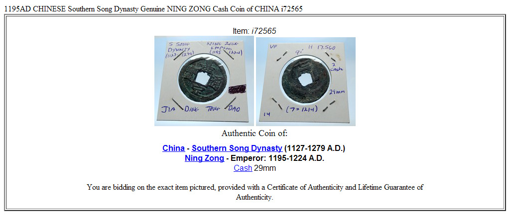 1195AD CHINESE Southern Song Dynasty Genuine NING ZONG Cash Coin of CHINA i72565