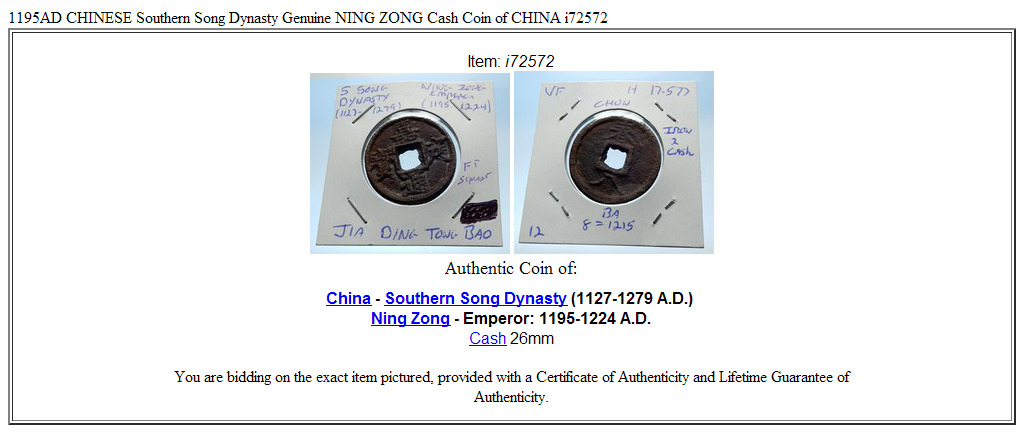 1195AD CHINESE Southern Song Dynasty Genuine NING ZONG Cash Coin of CHINA i72572