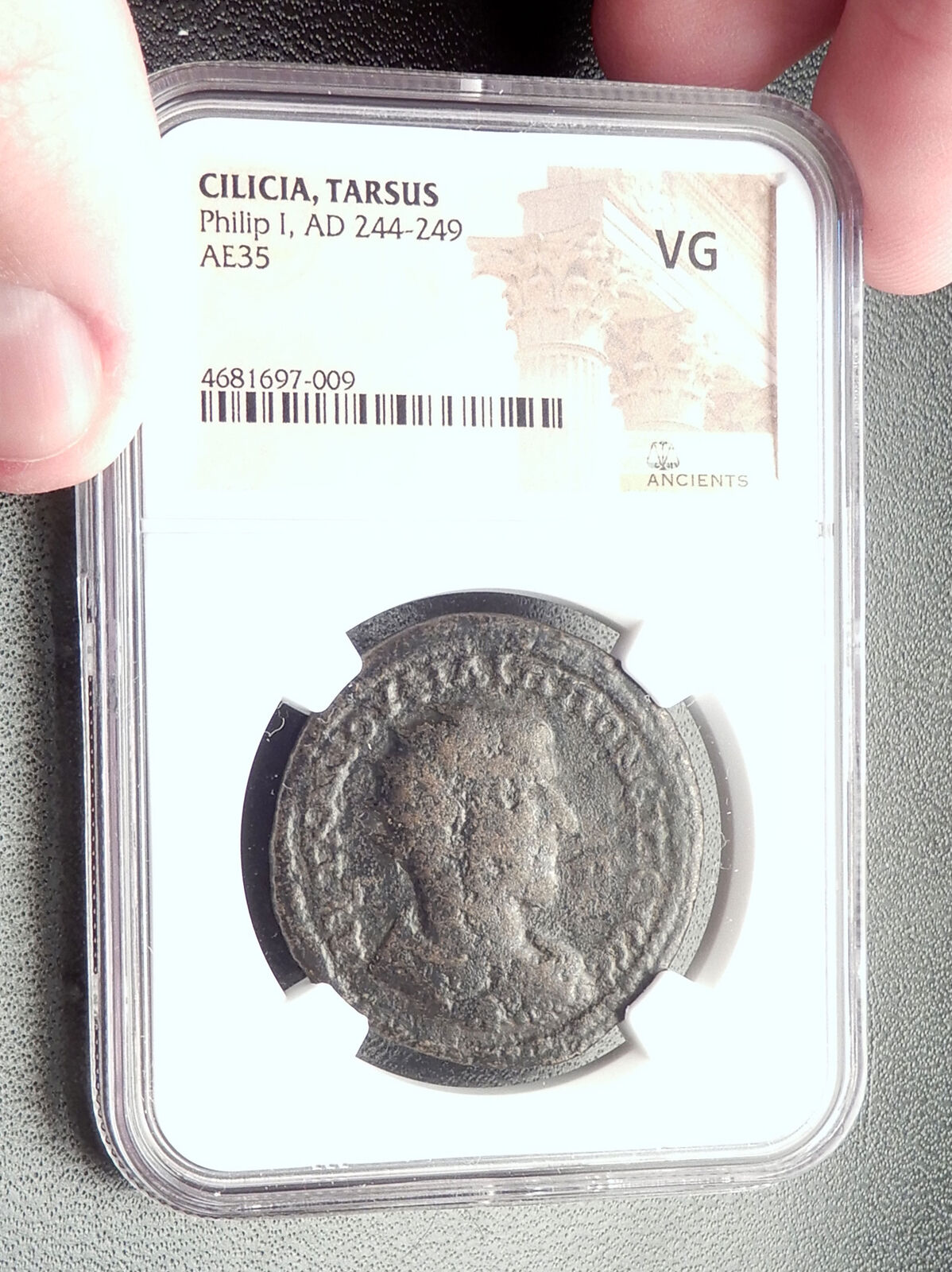 PHILIP I the ARAB Ancient Tarsus Roman Coin HERCULES Wrestles ANTEUS NGC i72668