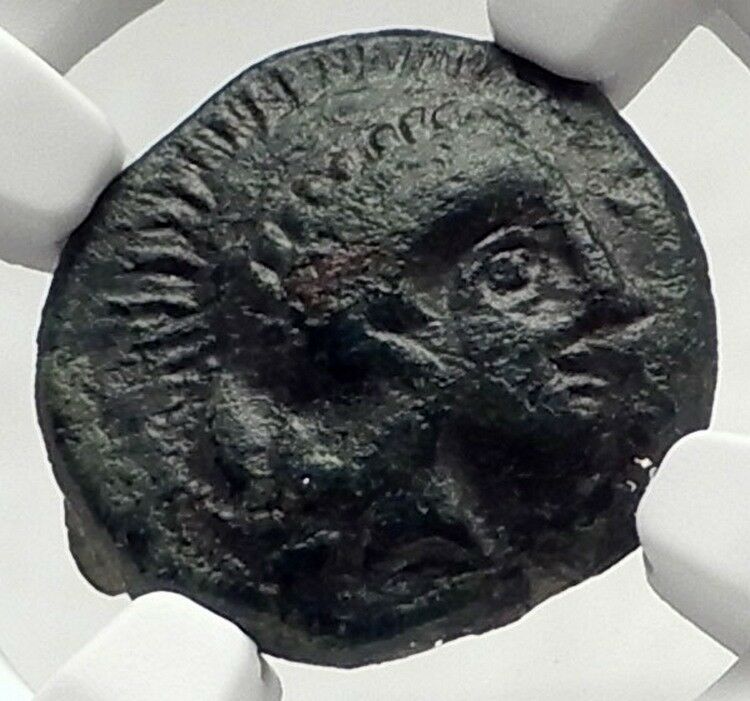 Athl / Atl / AΘA Mint in SICILY 340BC Athena Rare Ancient Greek Coin NGC i72733