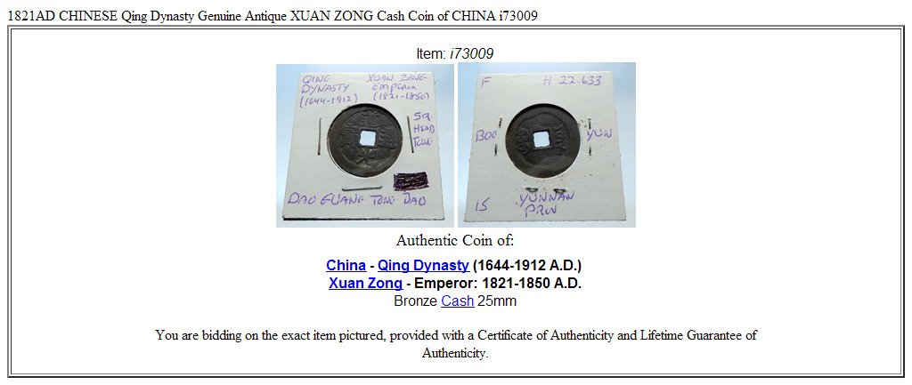 1821AD CHINESE Qing Dynasty Genuine Antique XUAN ZONG Cash Coin of CHINA i73009