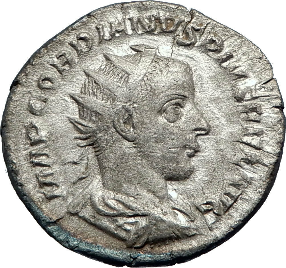 GORDIAN III 241AD Rome Ancient Silver Roman Coin 'Farnese' HERCULES i73177