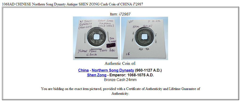 1068AD CHINESE Northern Song Dynasty Antique SHEN ZONG Cash Coin of CHINA i72987