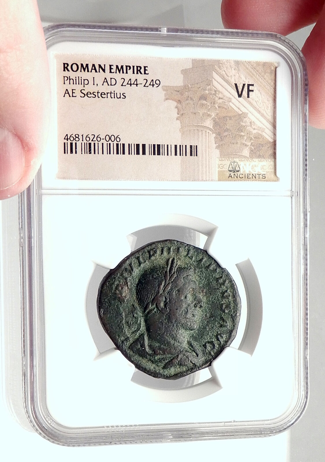 PHILIP I the ARAB Authentic Ancient 248AD Rome Sestertius Roman Coin NGC i72934