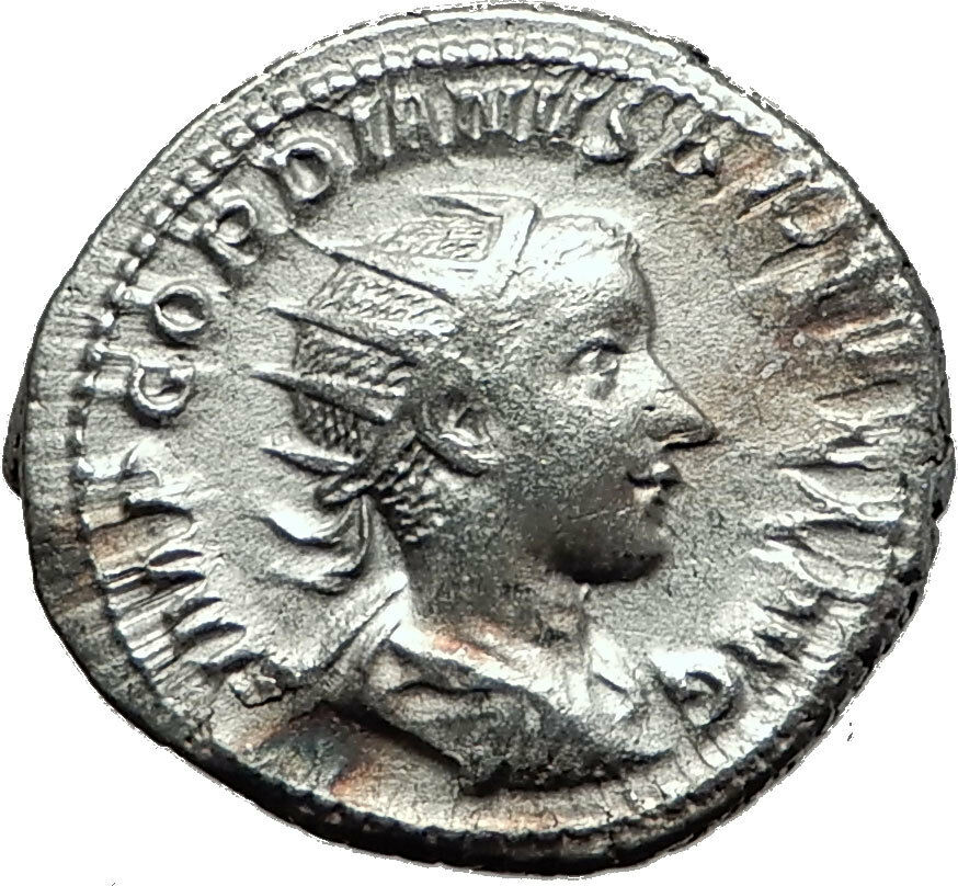 GORDIAN III 240AD Rome Authentic Original Ancient Silver Roman Coin Altar i59137