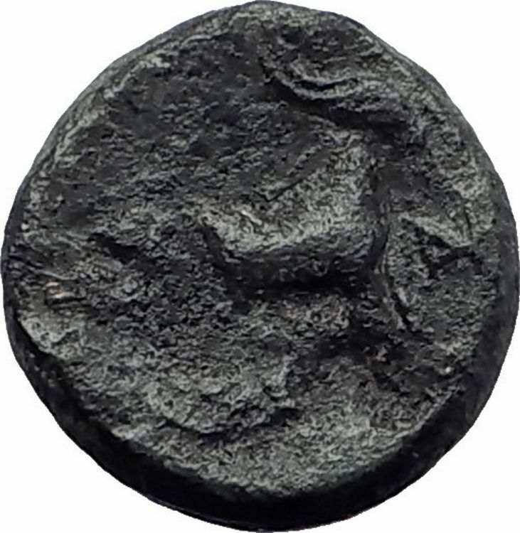 AIGAI in AEOLIS 2-1CenBC Hermes Goat Genuine Authentic Ancient Greek Coin i63787