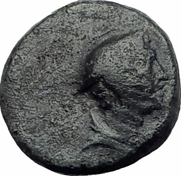 AIGAI in AEOLIS 2-1CenBC Hermes Goat Genuine Authentic Ancient Greek Coin i63787