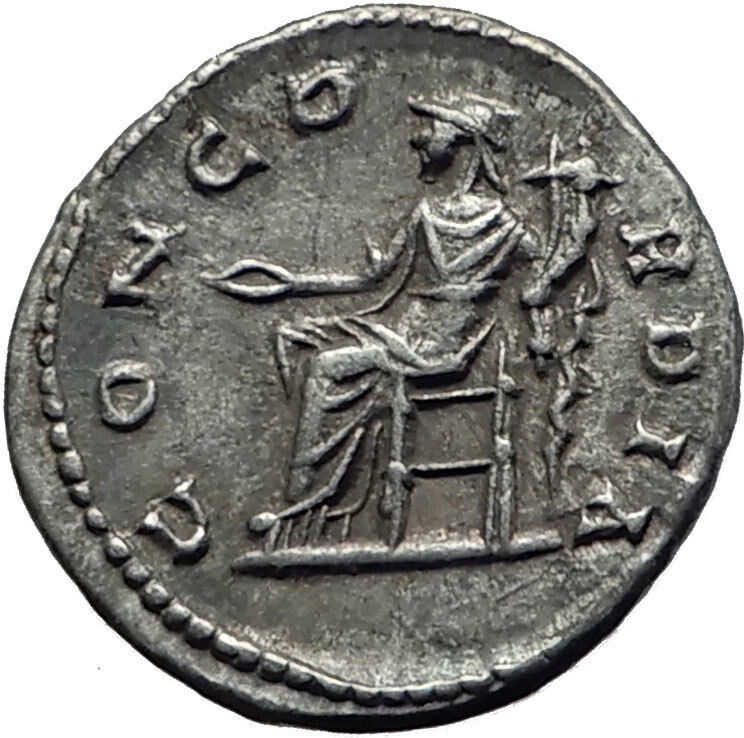 JULIA DOMNA 196AD Ancient Authentic Silver Roman Coin CONCORDIA Harmonia i63331